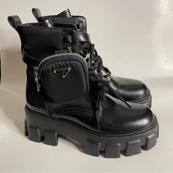 Prada Monolith brushed leather and nylon boots - Picture 3 of 15